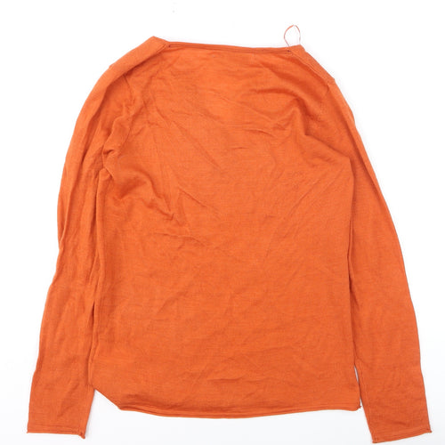Ellen Tracy Women’s Orange Merino Wool Blend Henley Jumper Size S