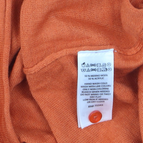 Ellen Tracy Women’s Orange Merino Wool Blend Henley Jumper Size S