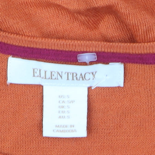 Ellen Tracy Women’s Orange Merino Wool Blend Henley Jumper Size S