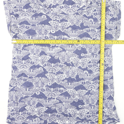 New Look Women Blue Floral Print Basic T-Shirt Size 12