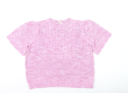Marks and Spencer Per Una Women Pink Short Sleeve Knit Jumper Size 18
