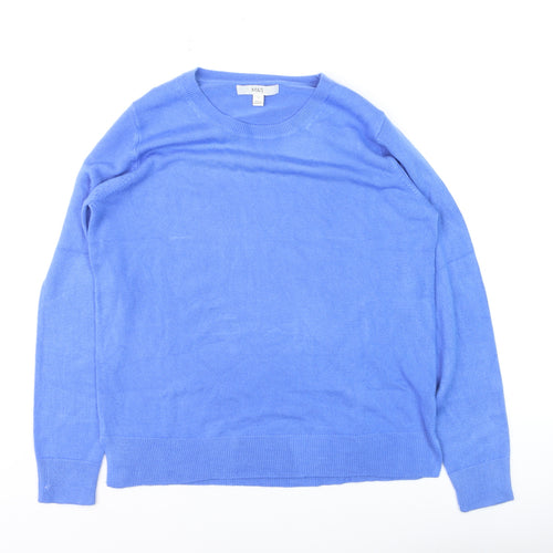 Marks and Spencer Women’s Blue Cotton Cashmere Crew Neck Jumper Size 10