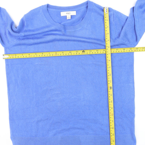 Marks and Spencer Women’s Blue Cotton Cashmere Crew Neck Jumper Size 10