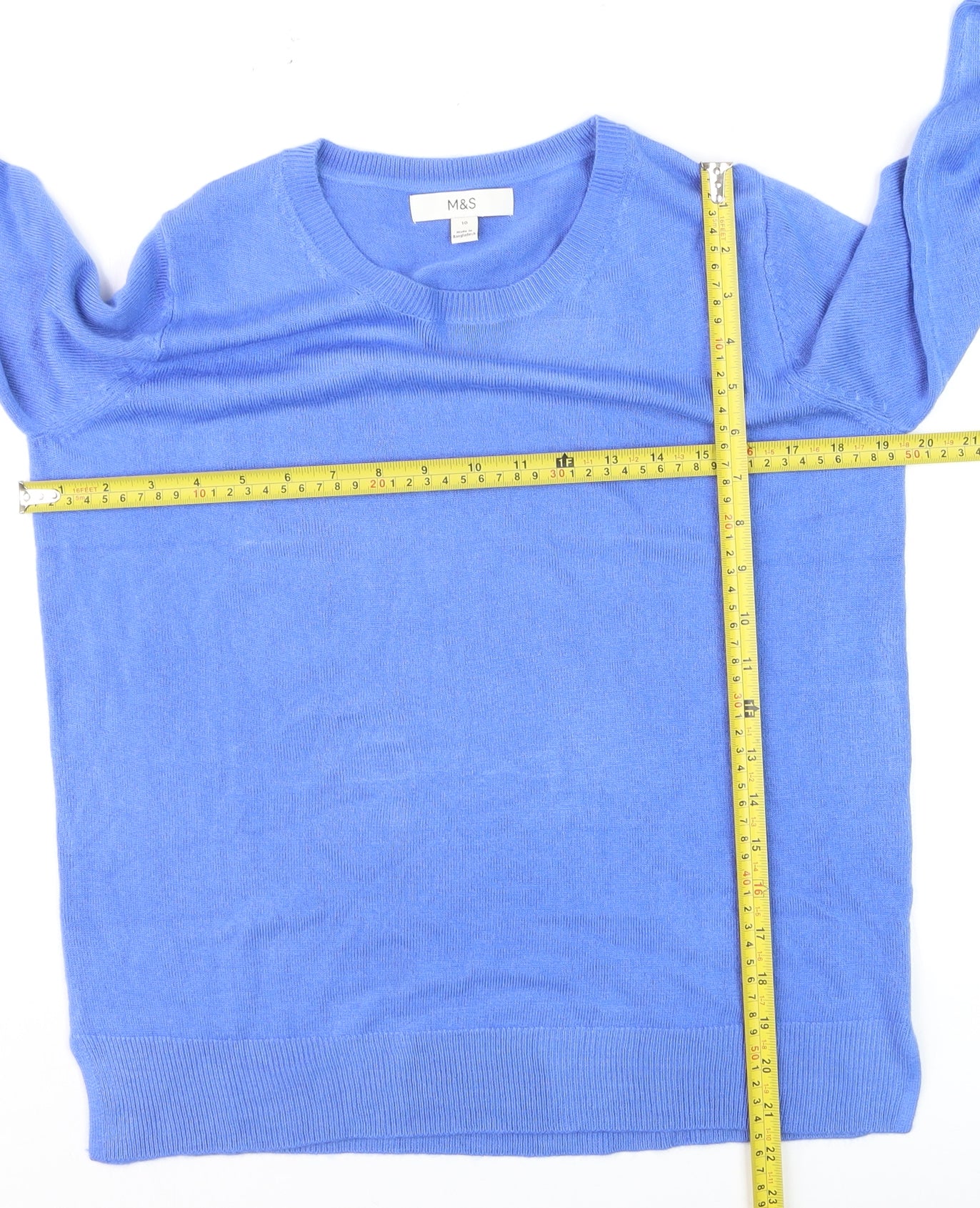 Marks and Spencer Women’s Blue Cotton Cashmere Crew Neck Jumper Size 10