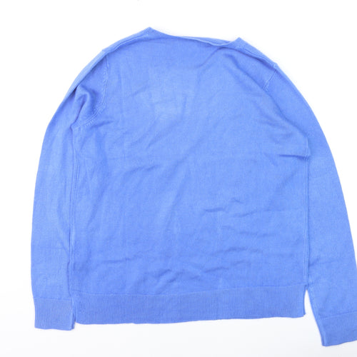 Marks and Spencer Women’s Blue Cotton Cashmere Crew Neck Jumper Size 10