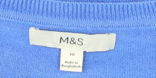 Marks and Spencer Women’s Blue Cotton Cashmere Crew Neck Jumper Size 10