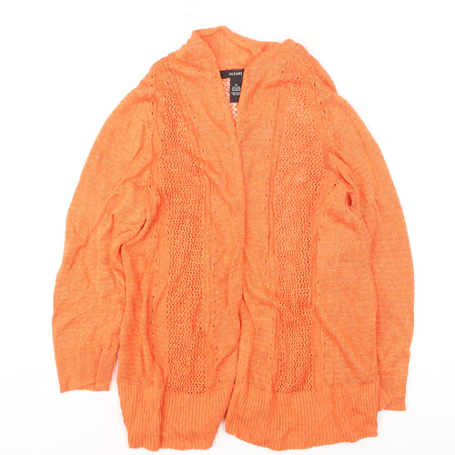 Alfani Women’s Orange Open-Knit Linen-Blend Cardigan M