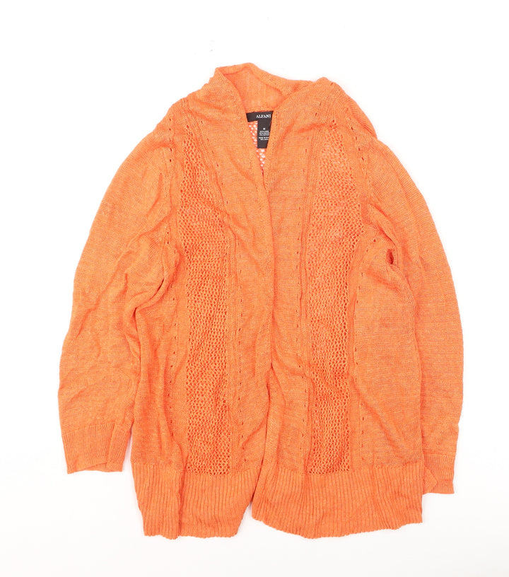 Alfani Women’s Orange Open-Knit Linen-Blend Cardigan M