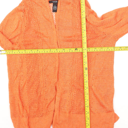 Alfani Women’s Orange Open-Knit Linen-Blend Cardigan M