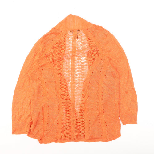 Alfani Women’s Orange Open-Knit Linen-Blend Cardigan M