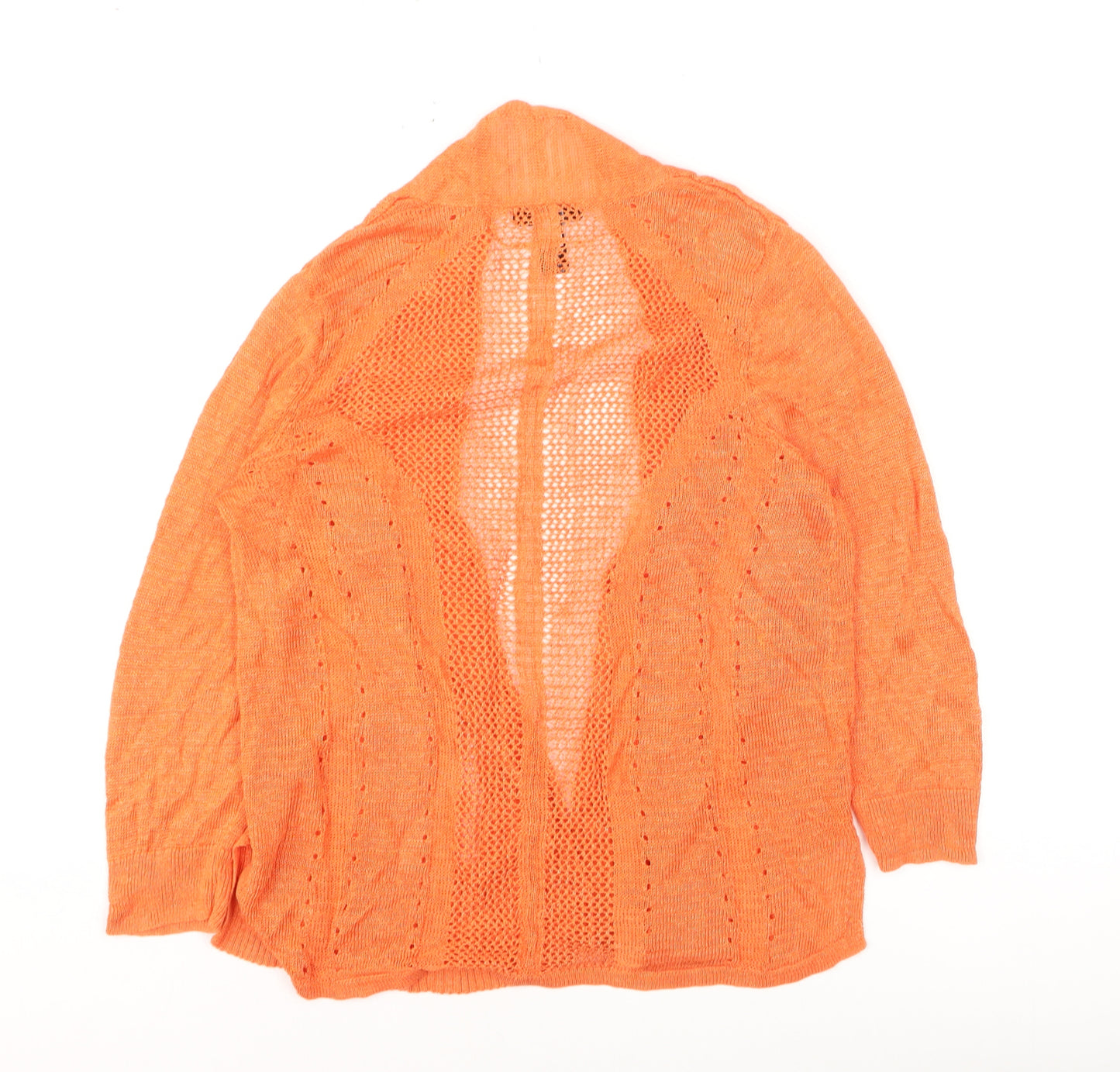 Alfani Women’s Orange Open-Knit Linen-Blend Cardigan M