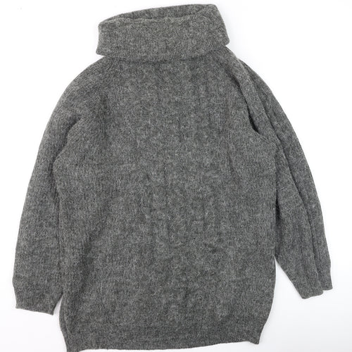 Yessica Women Grey Roll Neck Chunky Knit Wool Jumper Size 10-12