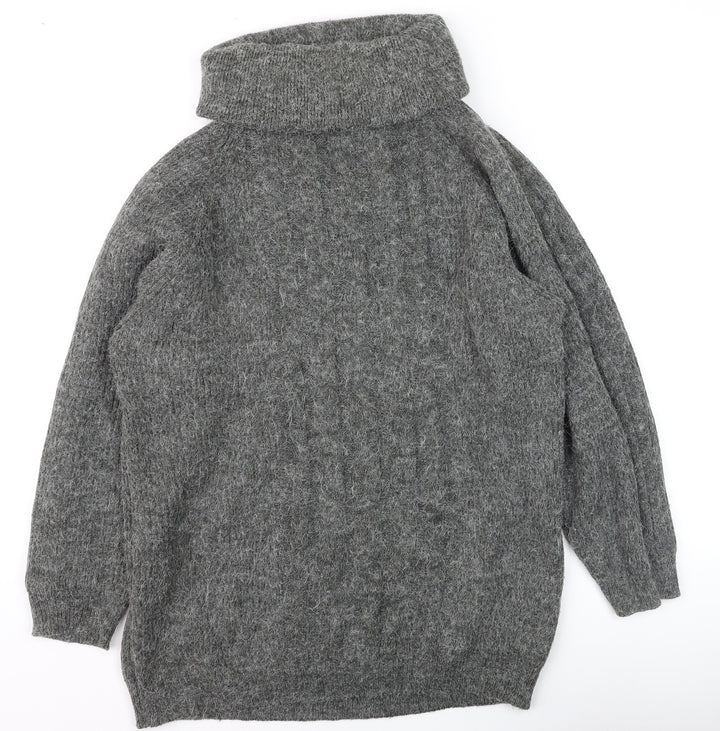 Yessica Women Grey Roll Neck Chunky Knit Wool Jumper Size 10-12
