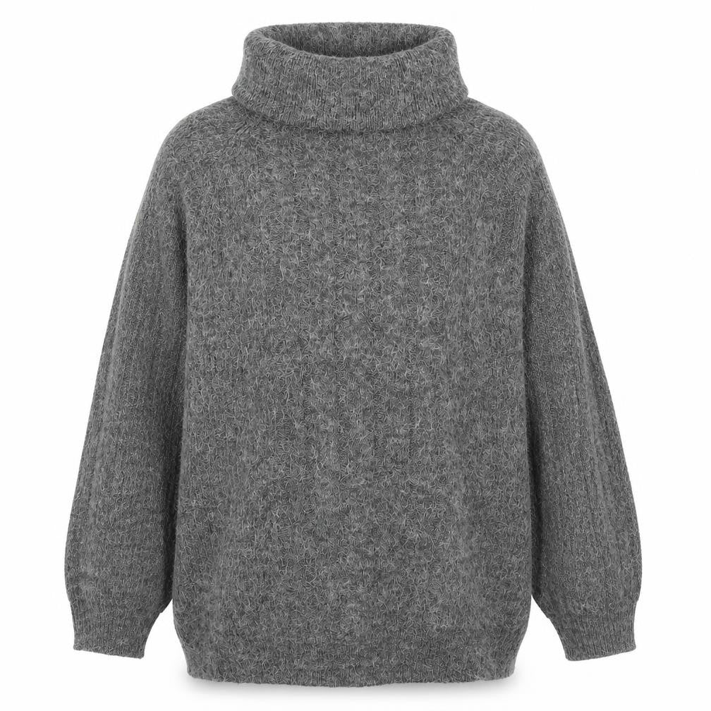 Yessica Women Grey Roll Neck Chunky Knit Wool Jumper Size 10-12