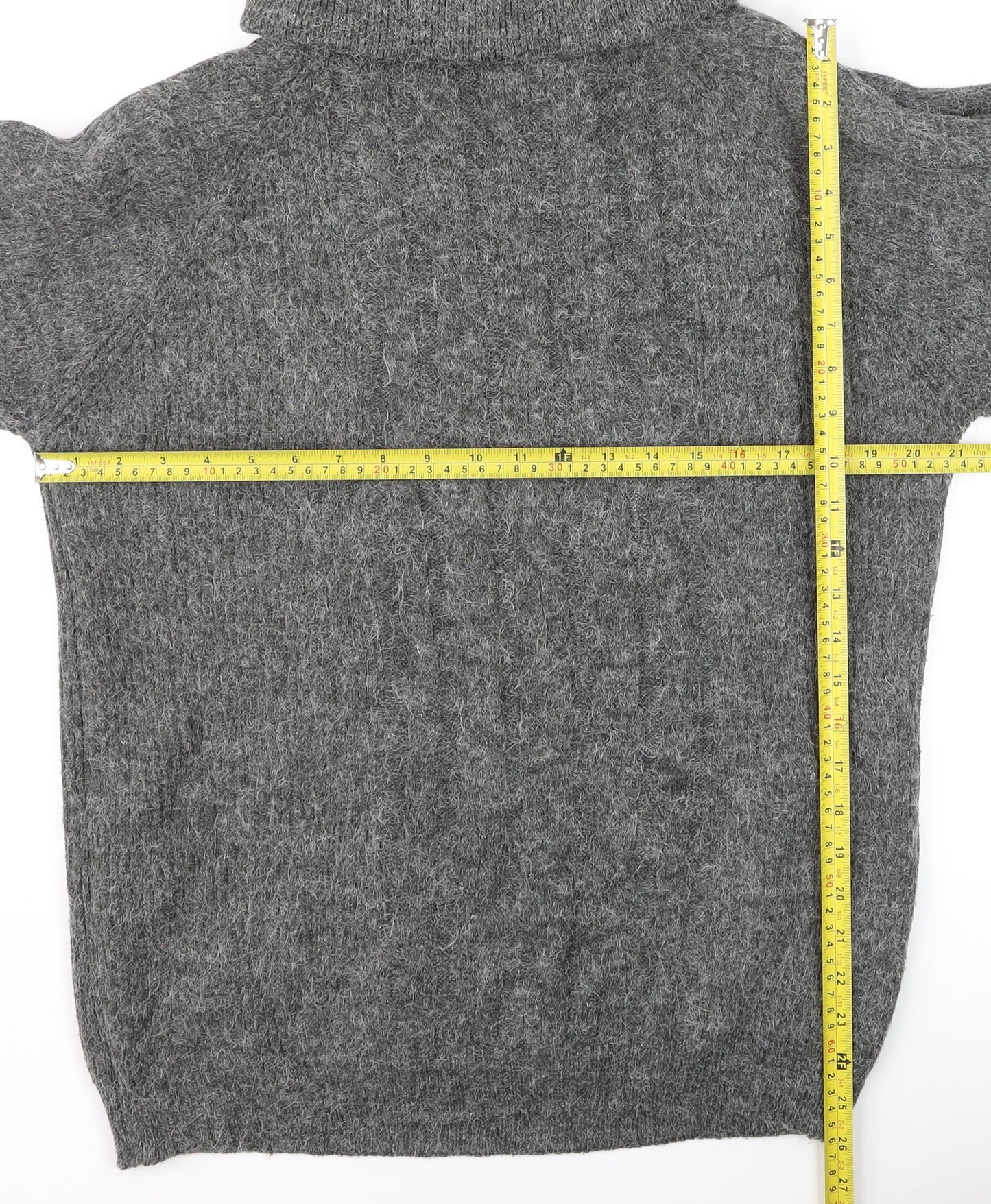 Yessica Women Grey Roll Neck Chunky Knit Wool Jumper Size 10-12