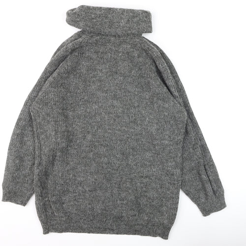 Yessica Women Grey Roll Neck Chunky Knit Wool Jumper Size 10-12