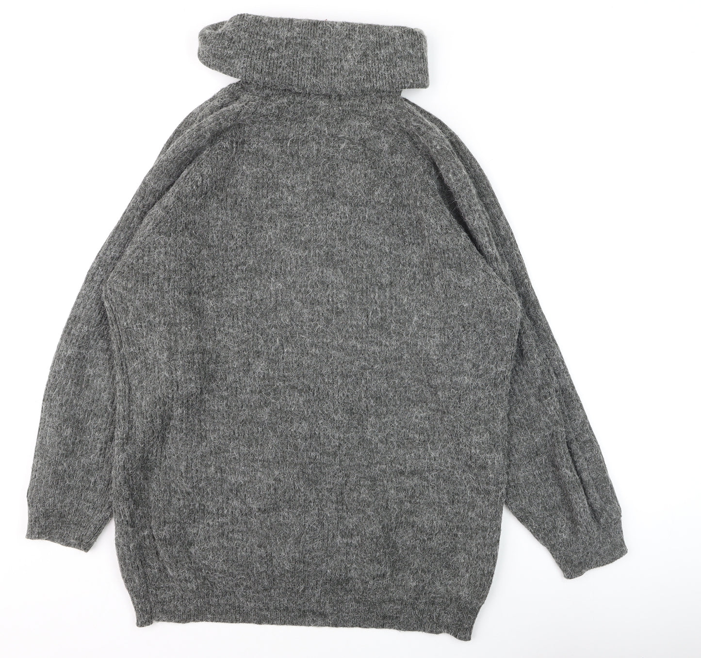 Yessica Women Grey Roll Neck Chunky Knit Wool Jumper Size 10-12