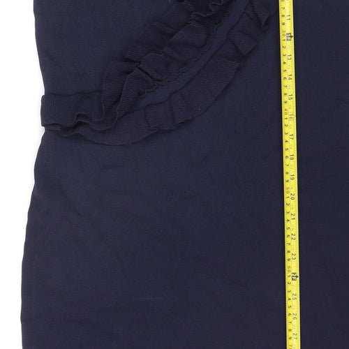 Grace Women’s Blue Sleeveless Ruffle Bodycon Knee Length Dress L