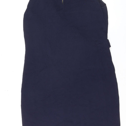Grace Women’s Blue Sleeveless Ruffle Bodycon Knee Length Dress L