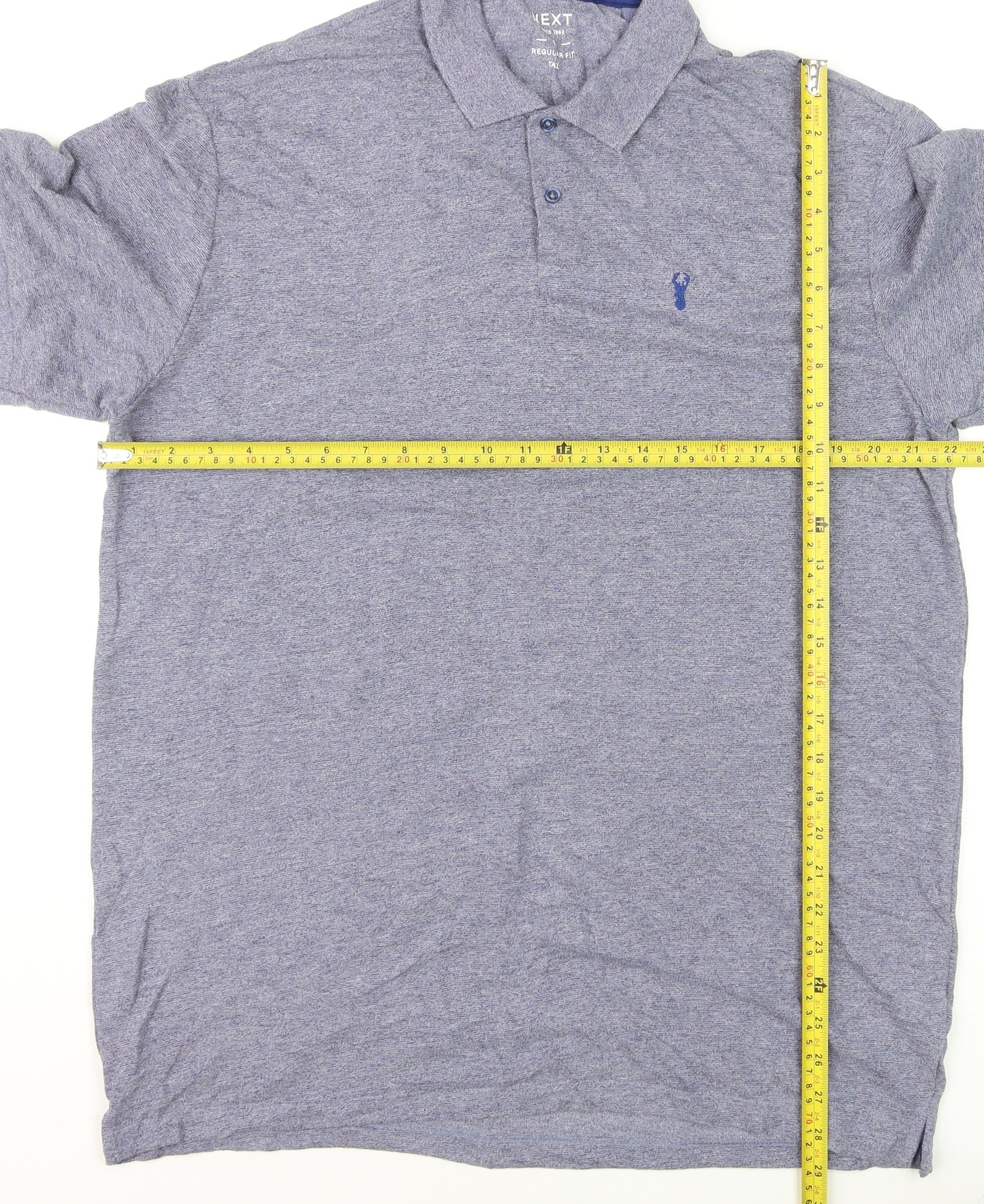 Next Men's Blue Regular Fit Tall Polo Shirt Size L