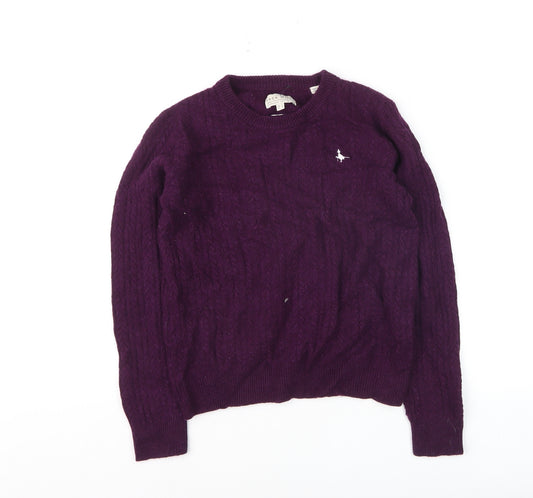Jack Wills Women Purple Cable-Knit Merino Wool Jumper Size 12