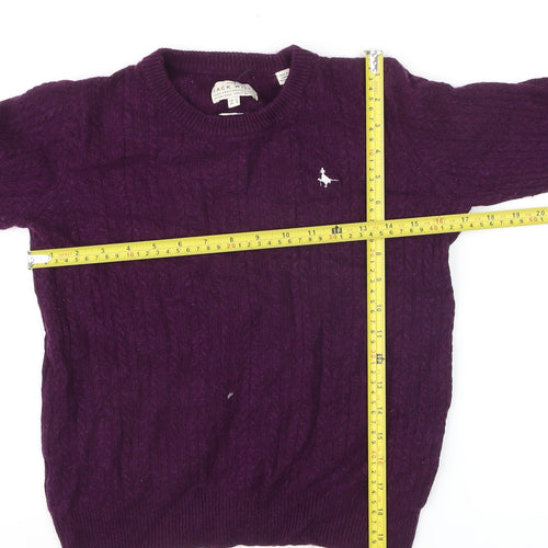 Jack Wills Women Purple Cable-Knit Merino Wool Jumper Size 12