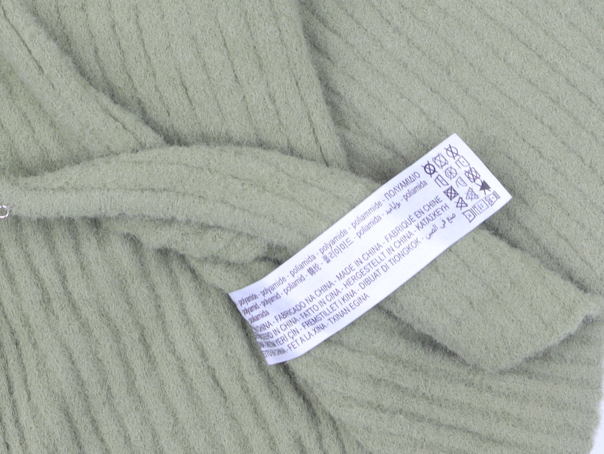 Bershka Women’s Green V-Neck Ribbed Cardigan Size 12