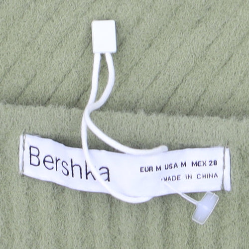 Bershka Women’s Green V-Neck Ribbed Cardigan Size 12