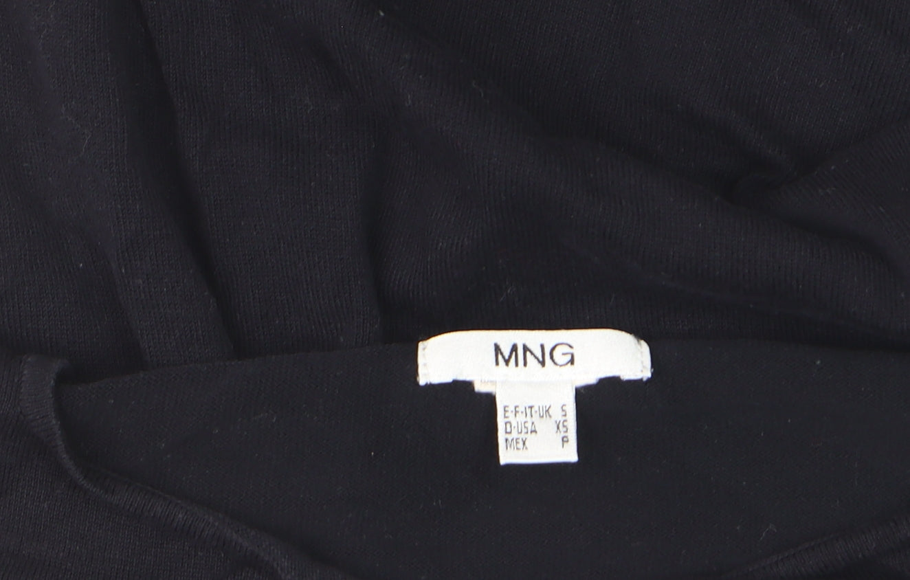 MNG Women's Black Cold Shoulder Blouse Size S Jersey V-Neck