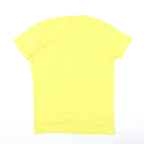 Diesel Men's Yellow Graphic Print Crew Neck Cotton T-Shirt M