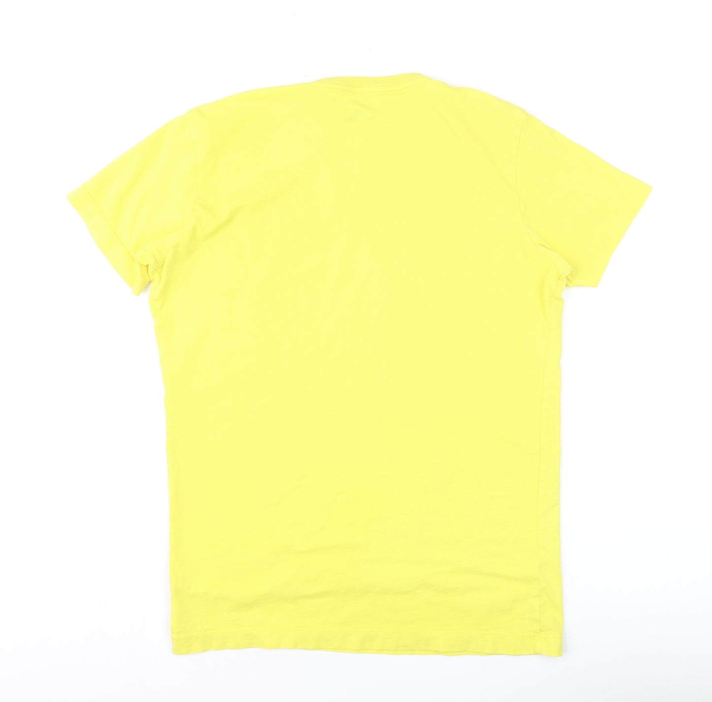 Diesel Men's Yellow Graphic Print Crew Neck Cotton T-Shirt M