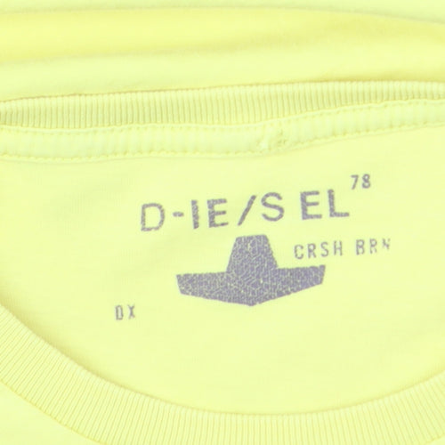 Diesel Men's Yellow Graphic Print Crew Neck Cotton T-Shirt M