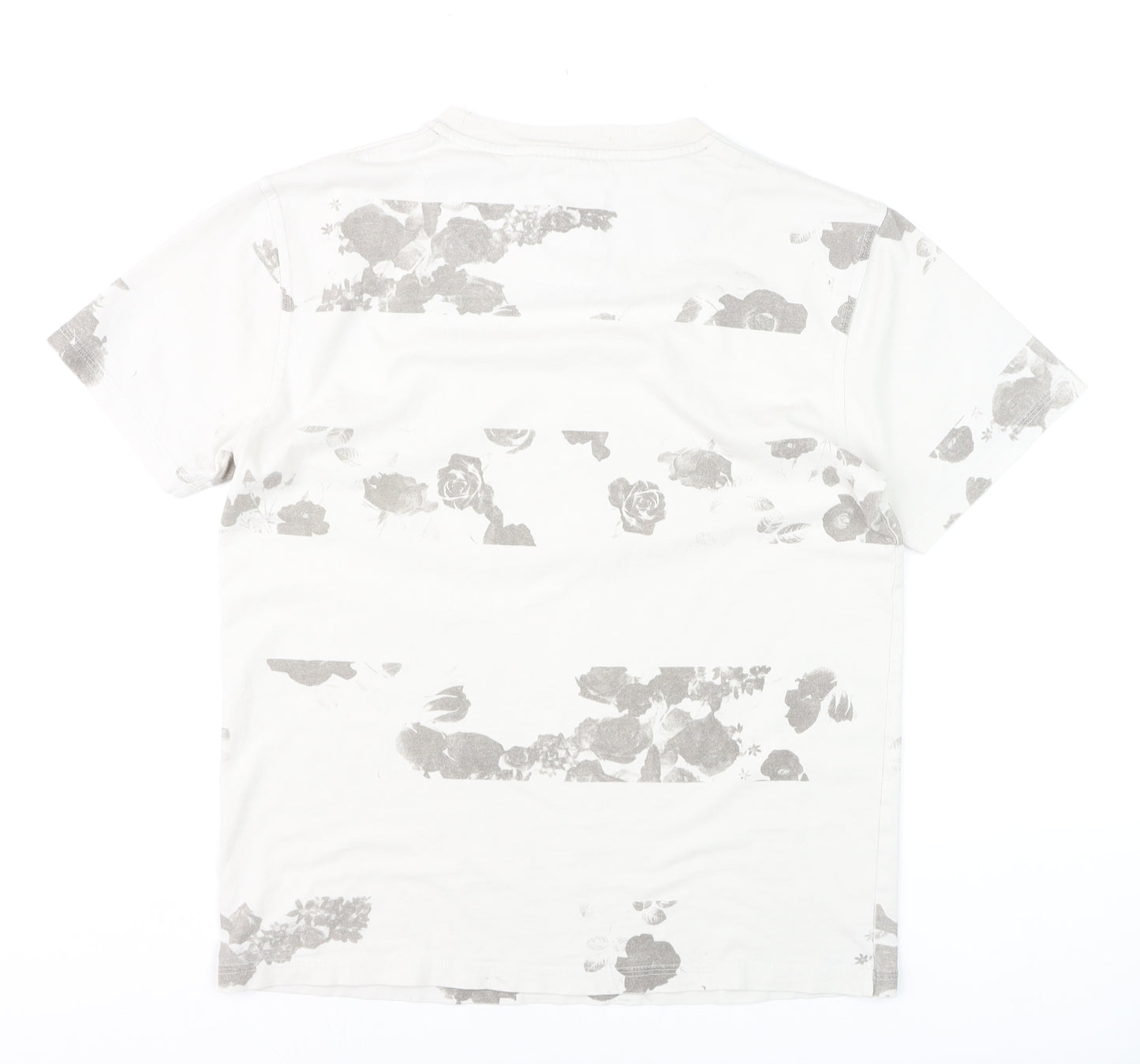 Supply & Demand Men's White Floral Graphic T-Shirt Medium