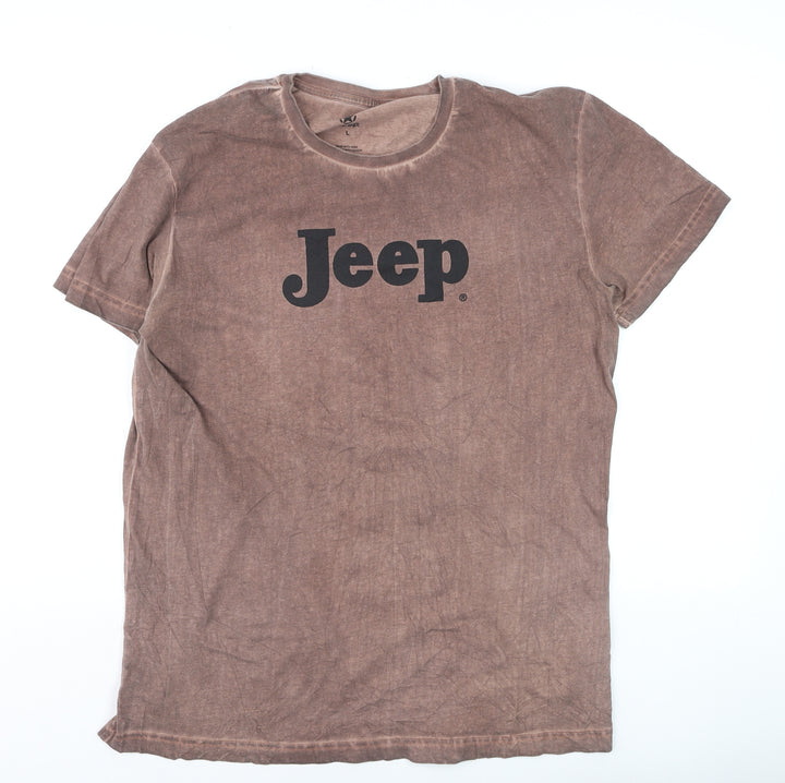 Jeep Men's Brown Cotton Crew Neck Short Sleeve T-Shirt Size L