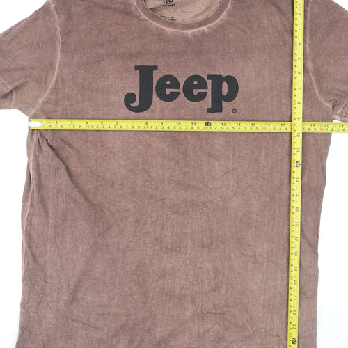 Jeep Men's Brown Cotton Crew Neck Short Sleeve T-Shirt Size L