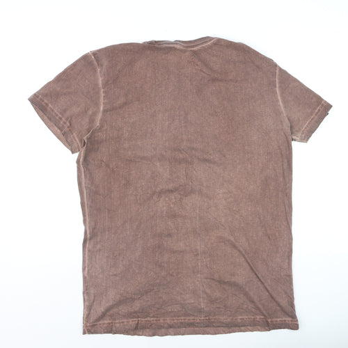 Jeep Men's Brown Cotton Crew Neck Short Sleeve T-Shirt Size L