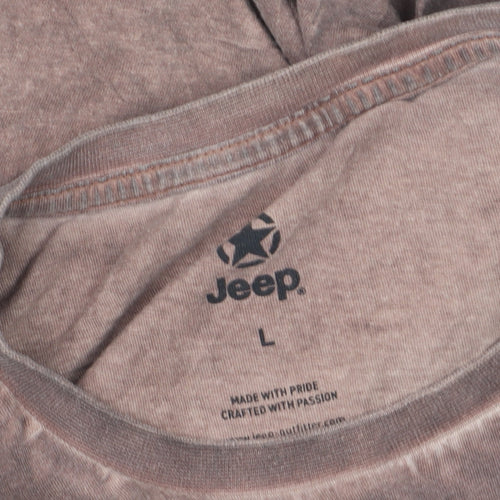 Jeep Men's Brown Cotton Crew Neck Short Sleeve T-Shirt Size L