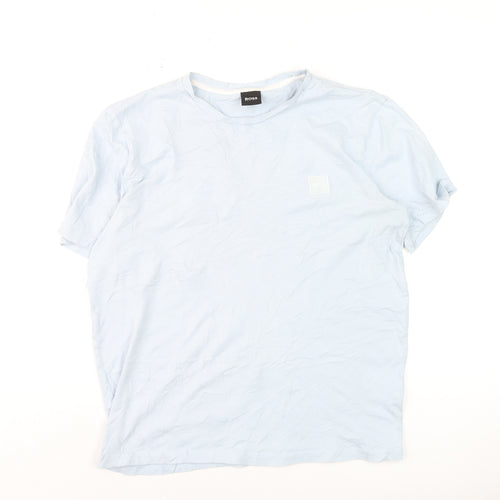 Hugo Boss Men's Light Blue Crew Neck Regular Fit Cotton T-Shirt M