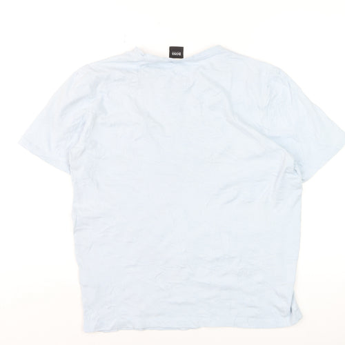 Hugo Boss Men's Light Blue Crew Neck Regular Fit Cotton T-Shirt M