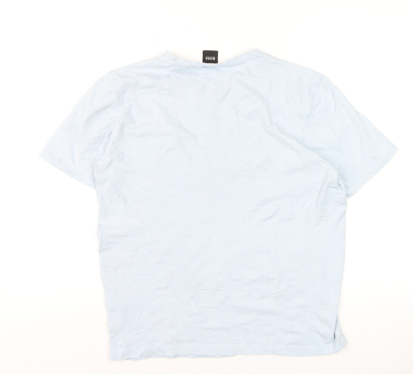 Hugo Boss Men's Light Blue Crew Neck Regular Fit Cotton T-Shirt M