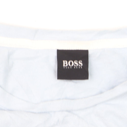 Hugo Boss Men's Light Blue Crew Neck Regular Fit Cotton T-Shirt M