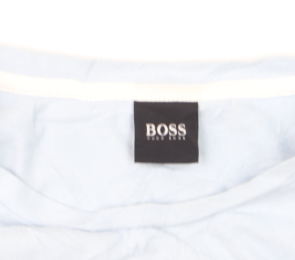 Hugo Boss Men's Light Blue Crew Neck Regular Fit Cotton T-Shirt M