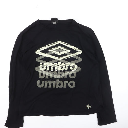 Umbro Mens Black Long Sleeve Cotton Graphic Sports Top Size M