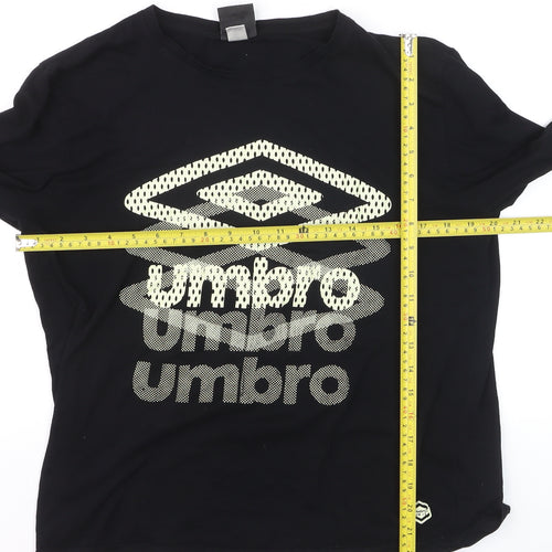 Umbro Mens Black Long Sleeve Cotton Graphic Sports Top Size M