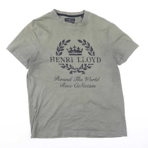 Henri Lloyd Men's Grey Graphic Crew Neck Regular Fit T-Shirt M