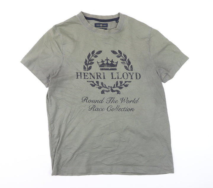 Henri Lloyd Men's Grey Graphic Crew Neck Regular Fit T-Shirt M