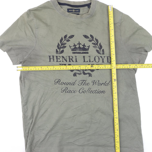 Henri Lloyd Men's Grey Graphic Crew Neck Regular Fit T-Shirt M