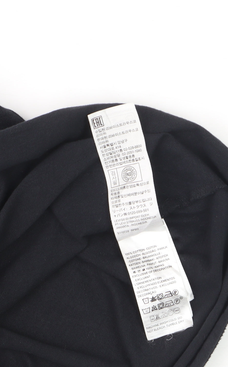 Levi's Men's Black Cotton Crew Neck Short Sleeve T-Shirt Size S