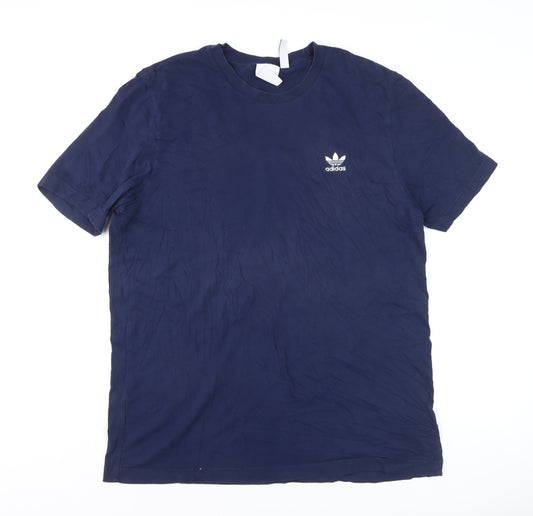Adidas Men's Blue Crew Neck Short Sleeve Cotton T-Shirt Size L