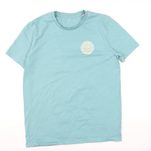 Talking Tides Brew Co. Mens Blue Cotton Graphic T-Shirt M Regular Fit